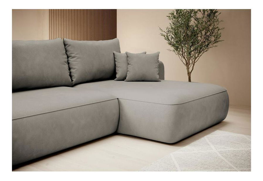 Kutna garnitura Fergie (D) (sivo-bež + crna)