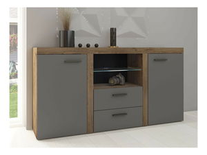 Comodă combinată Rokara (stejar lefkas + grafit) (iluminat LED)