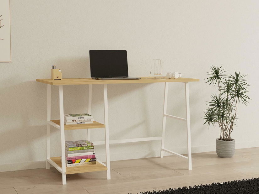 PC asztal Budevu (zafír tölgy + fehér) 