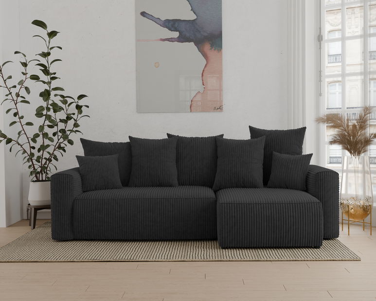 Rohová sedačka Denia (P) (čierna)