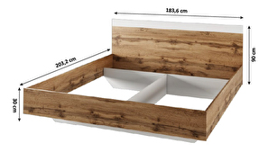 Franciaágy 180 cm Gaila (wotan tölgy + fehér)