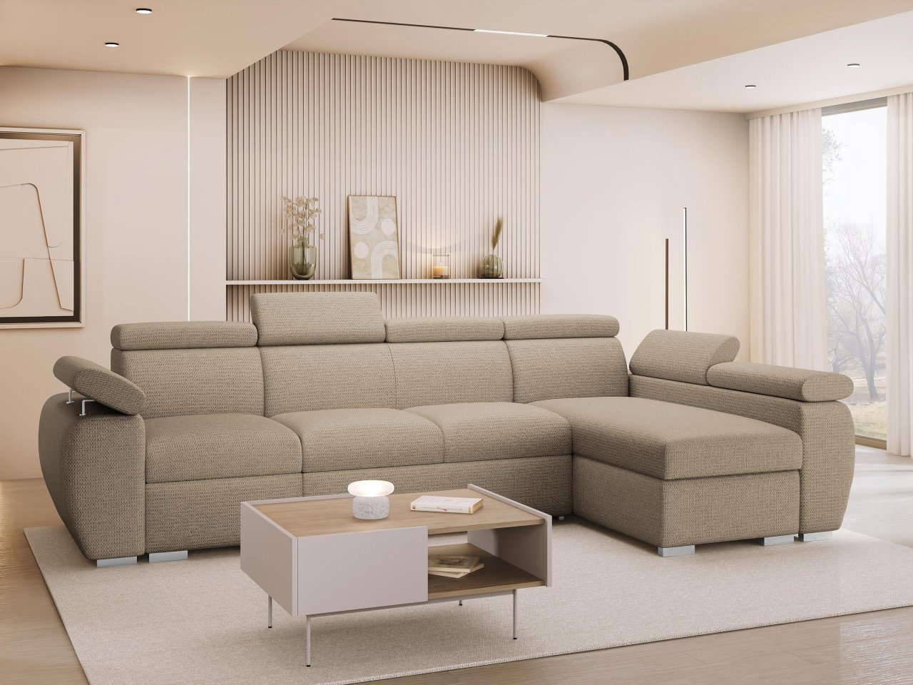 Rohová sedačka Gozo LCP (hnedá) (s úl. priestorom) (P)