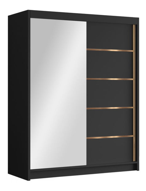 Dulap de haine cu uși culisante Hyzron III 150 (Alb + auriu) (cu oglindă)