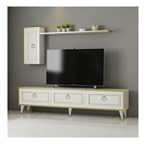 Mobilier living Kupili (alb + auriu) 