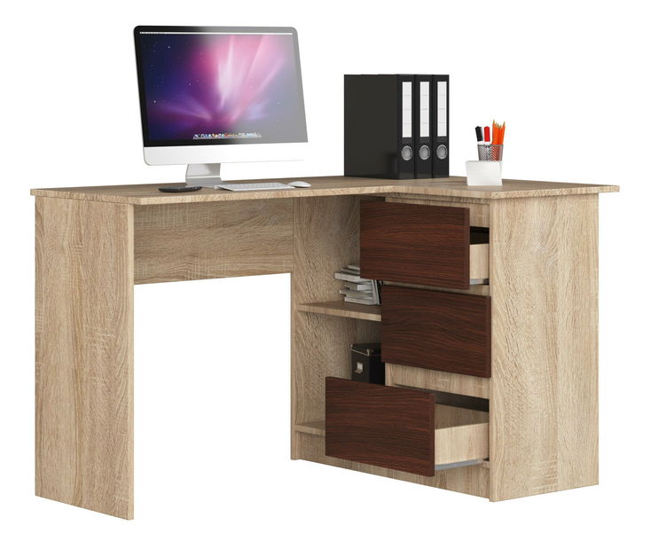 Masă PC de colț Bodhi (Stejar sonoma + wenge) (D)