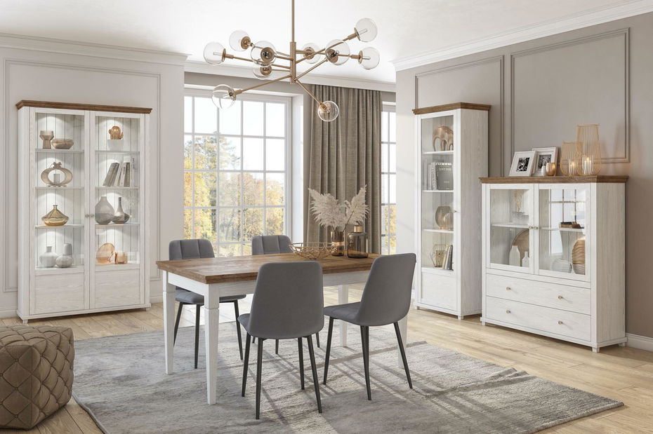 Polica Elvina 02 (bijeli pepeo + hrast lefkas)