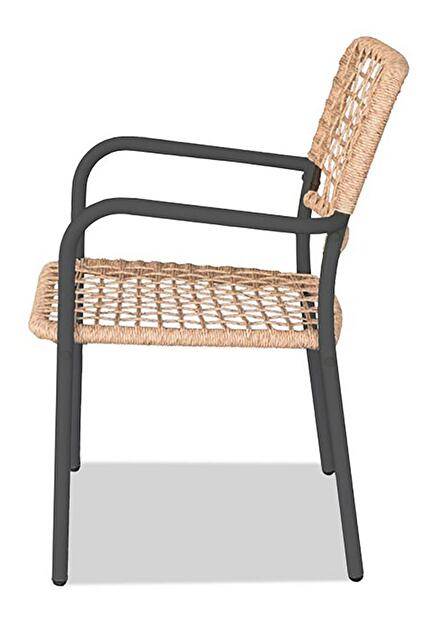 Set mobilier de grădină Abril (natural + antracit) (pentru 2 persoane)