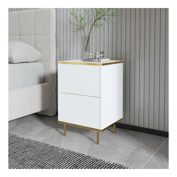 Noćni stolić Mamene 1 (bijela + zlatna)