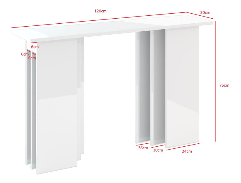Măsuță consolă Marabo (alb lucios)