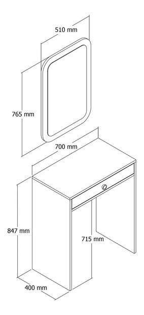 Toaletni stolić Logan (krem + orah)