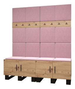 Set za predsoblje Amanda 3 (hrast artisan + ružičasta)