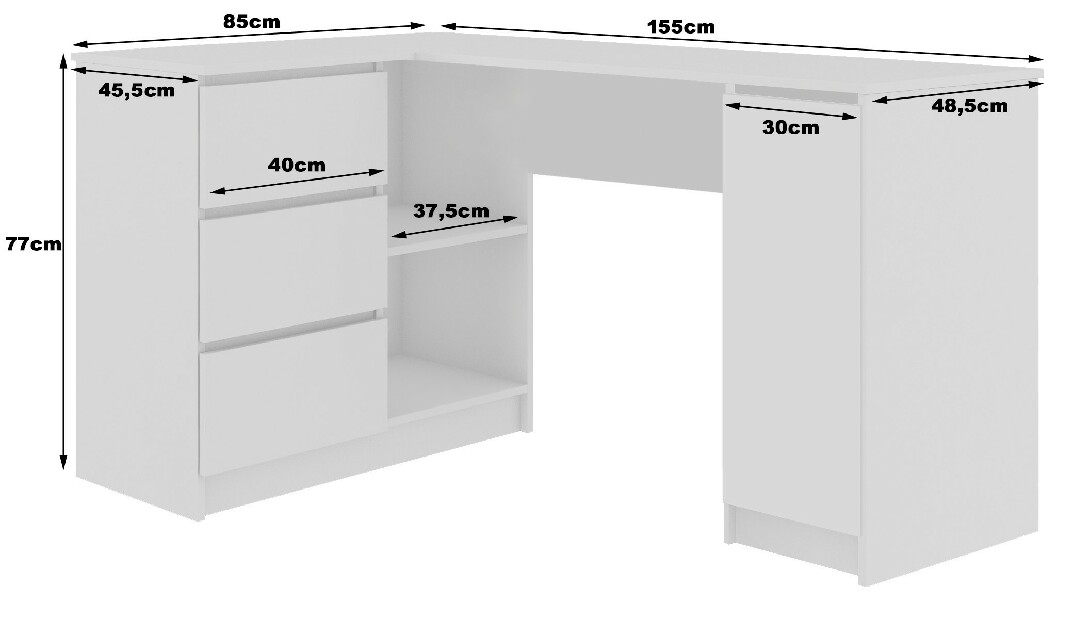 Sarok PC asztal Bevin (fényes piros) (B)