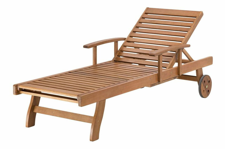 Kerti nyugágy JAKARTA (fa) (világos fa) (kék és bézs párna)