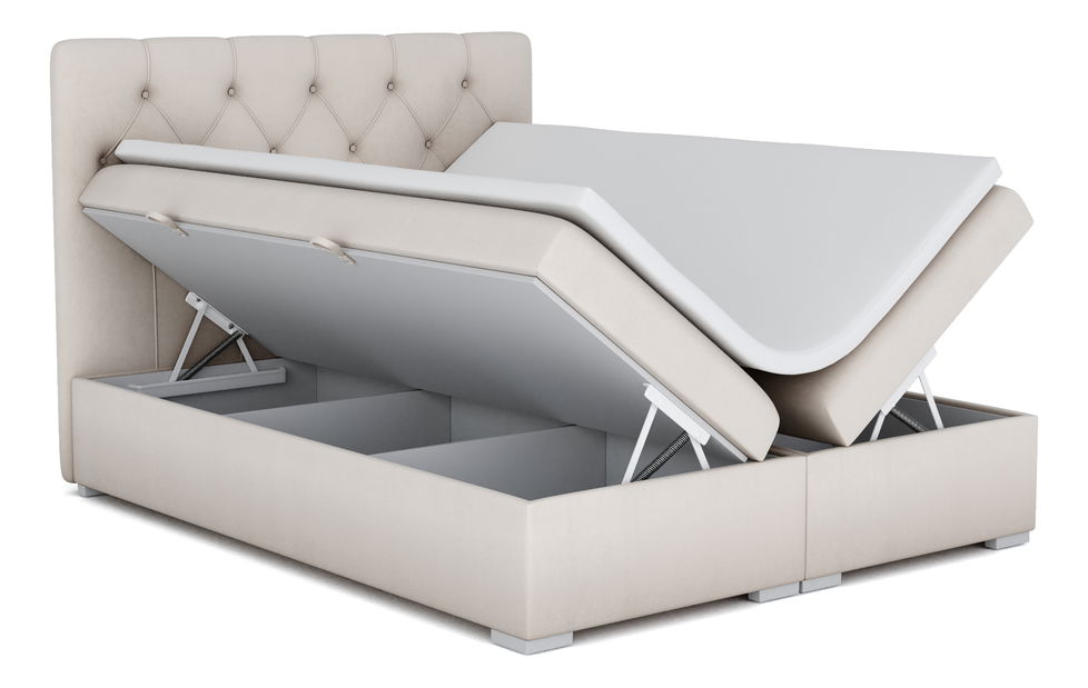 Bračni krevet Boxspring 140 cm Ronda (krem) (s prostorom za odlaganje)