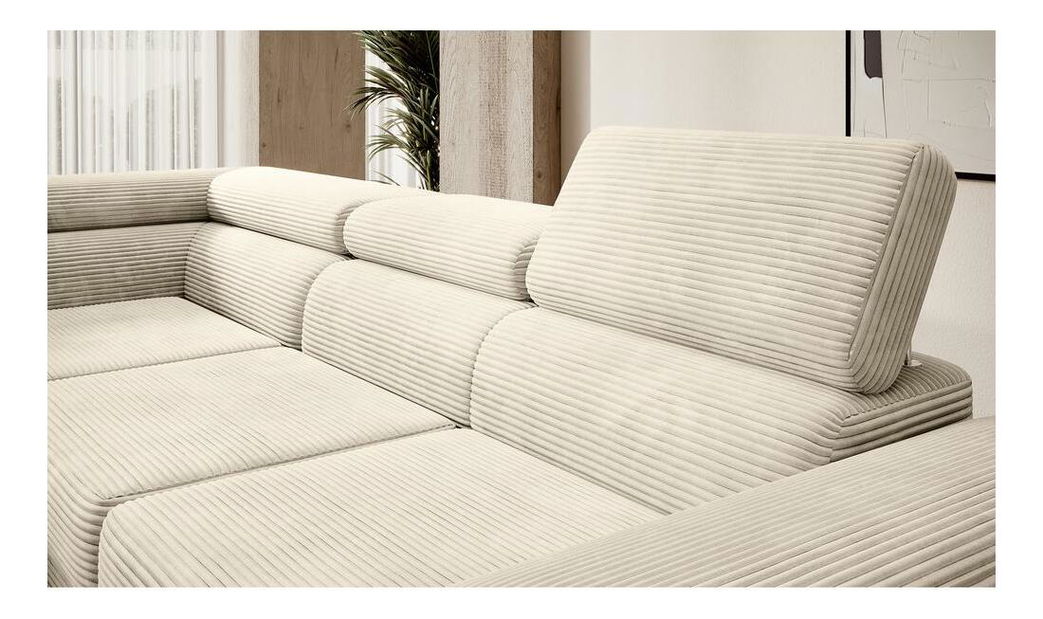 Rohová sedacia súprava Stiletto (L) (svetlobéžová + strieborná)