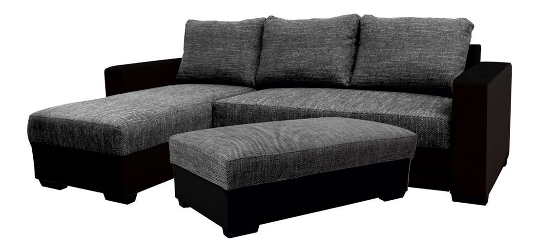 Rohová sedačka Samanta L+2+T sivá + čierna (L)