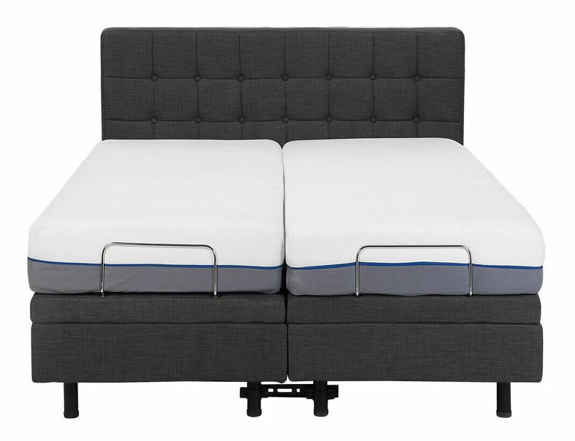 Pat matrimonial 160 cm DUCHE (stofă) (gri) (cu somieră)