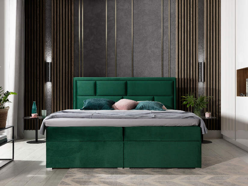 Franciaágy Boxspring 180 cm Menera (zöld)