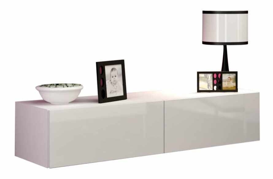 TV stolík/skrinka Zylia 140 (biela + biely lesk)