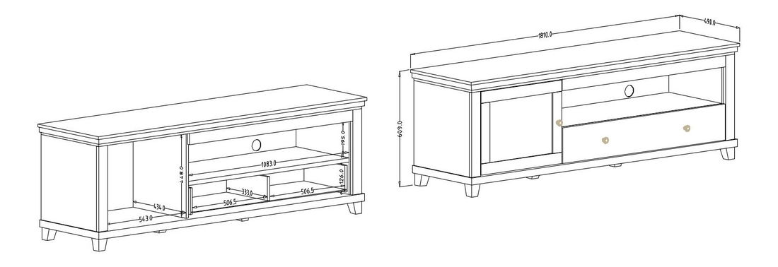 TV stolić- Elvina Typ 40 (bijela + jasen + hrast lefkas)