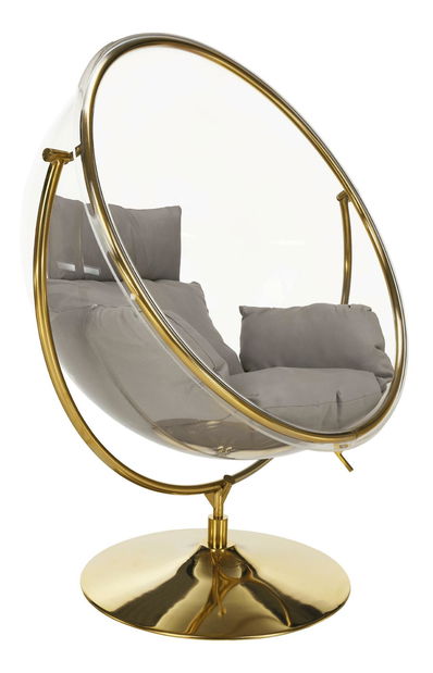 Függesztett hintafotel Belgica 2 (transzparens + arany + szürke) 