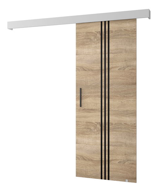 Tolóajtó 90 cm Sharlene V (szonoma tölgy + matt fehér + fekete)
