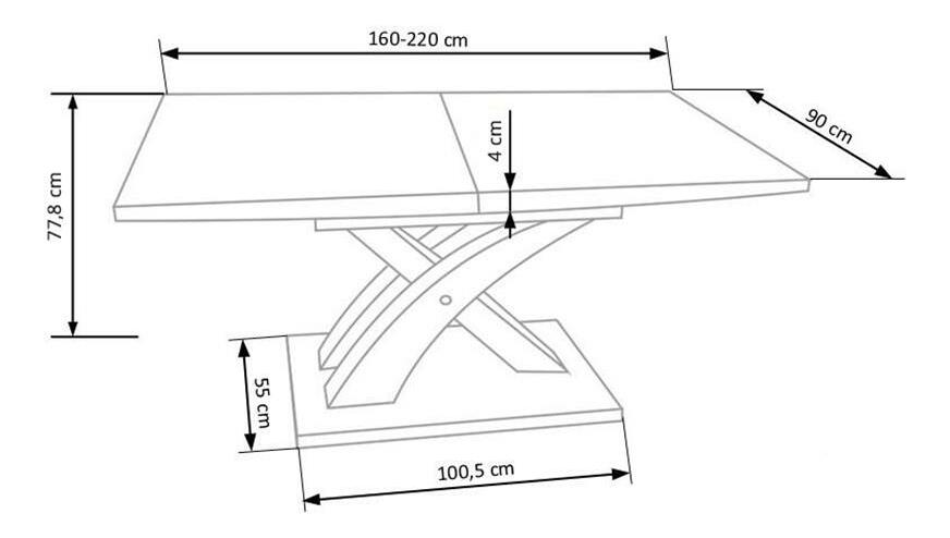 Étkezőasztal Shenna 2 (fekete + fehér) (6-8 fő részére)