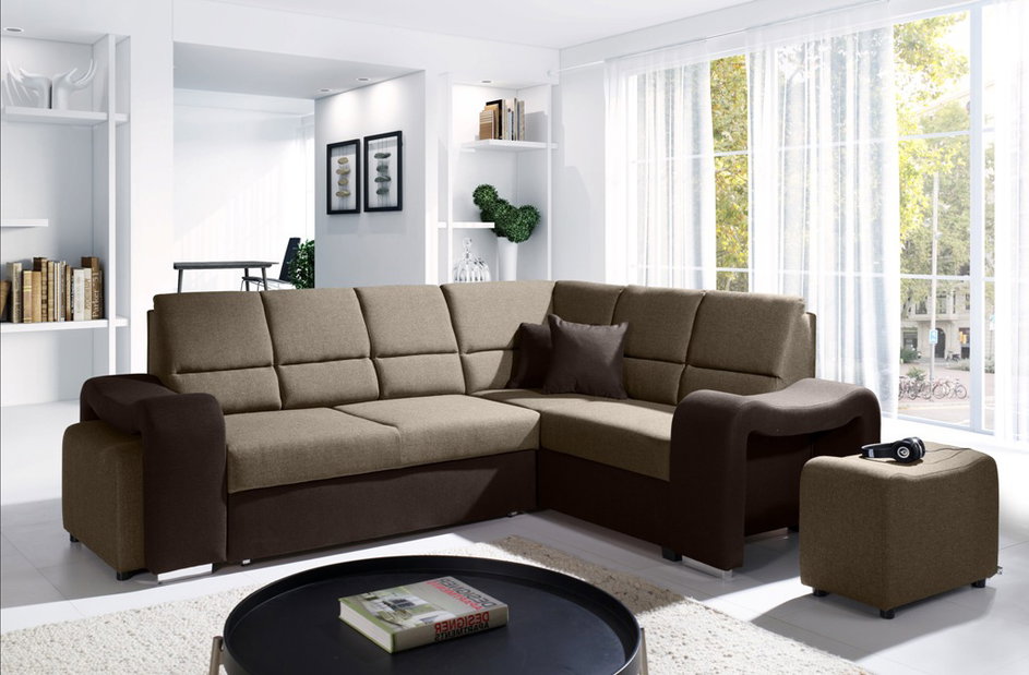 Rohová sedačka Warren (svetlohnedá + hnedá) (P)