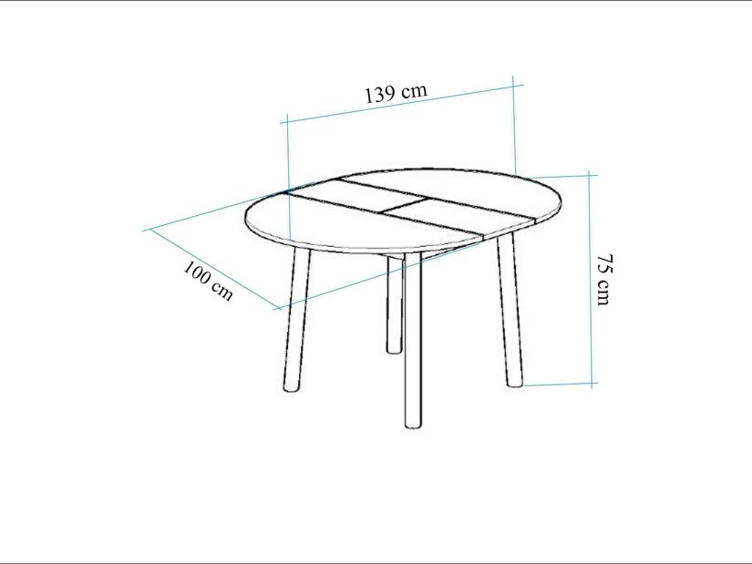 Masă de sufragerie extensibilă Duvasa 5 (stejar + negru) (pentru 4 persoane)