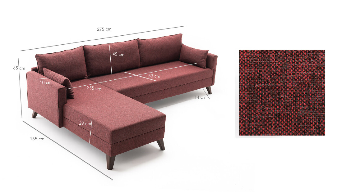 Sofa na razvlačenje Bellina 1 (bordo) (L)