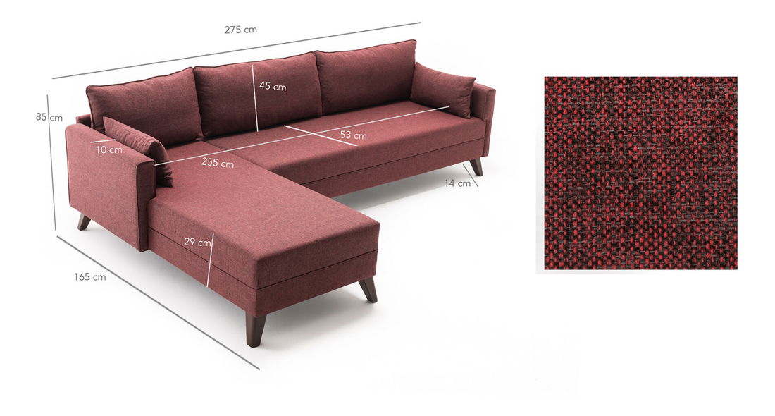 Széthúzható kanapé Bellina 1 (bordó) (B)