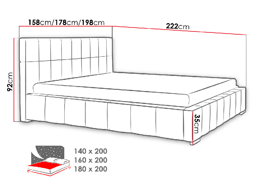 Čalúnená posteľ s úložným priestorom Mikael (160x200) (Rico 23)