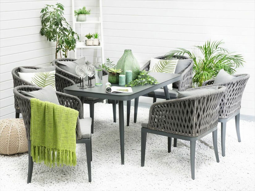 Kerti étkező szett Lipe (szürke) (6 személy számára)