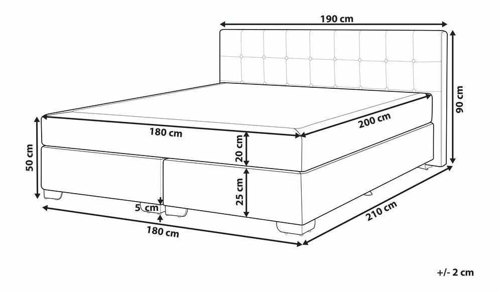 Franciaágy Boxspring 180 cm ADIR (matracokkal) (fekete)