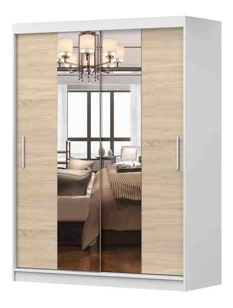 Dulap de haine Viola 01 (alb + stejar sonoma)