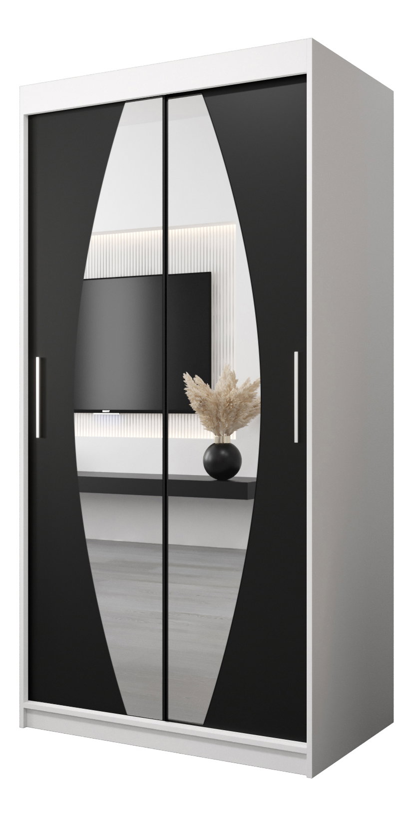 Ruhásszekrény 100 cm Eclipse (matt fehér + matt fekete)