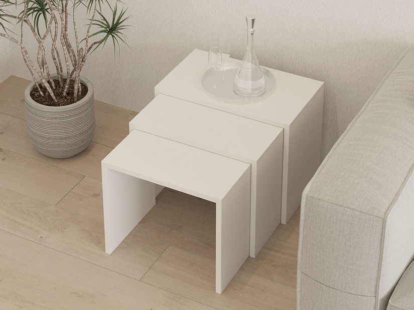 Set stolića za kavu (3 kom.)- Kuduve (bijela)