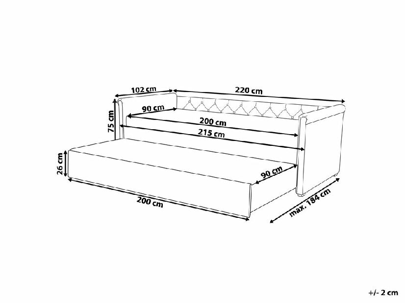 Szétnyitható ágy90 cm LISABON (ágyráccsal) (kék)