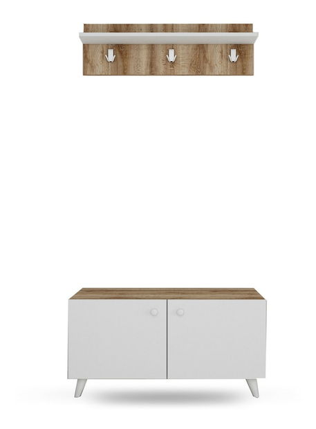 Set mobilier pentru hol Gardi (Stejar + Alb)