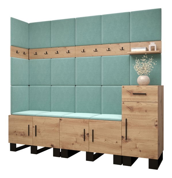 Előszobabútor Amanda 9 (artisan tölgy + zöld)