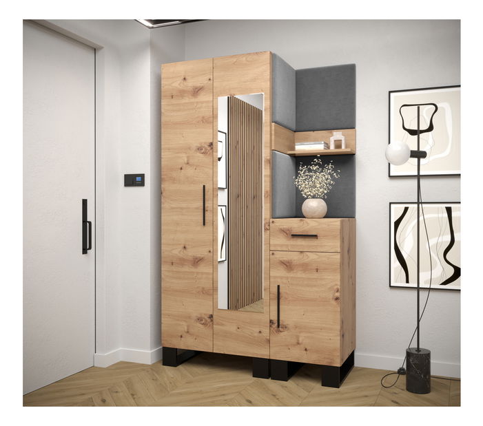 Set mobilier pentru hol Amanda 16 (Stejar artisan + gri închis)