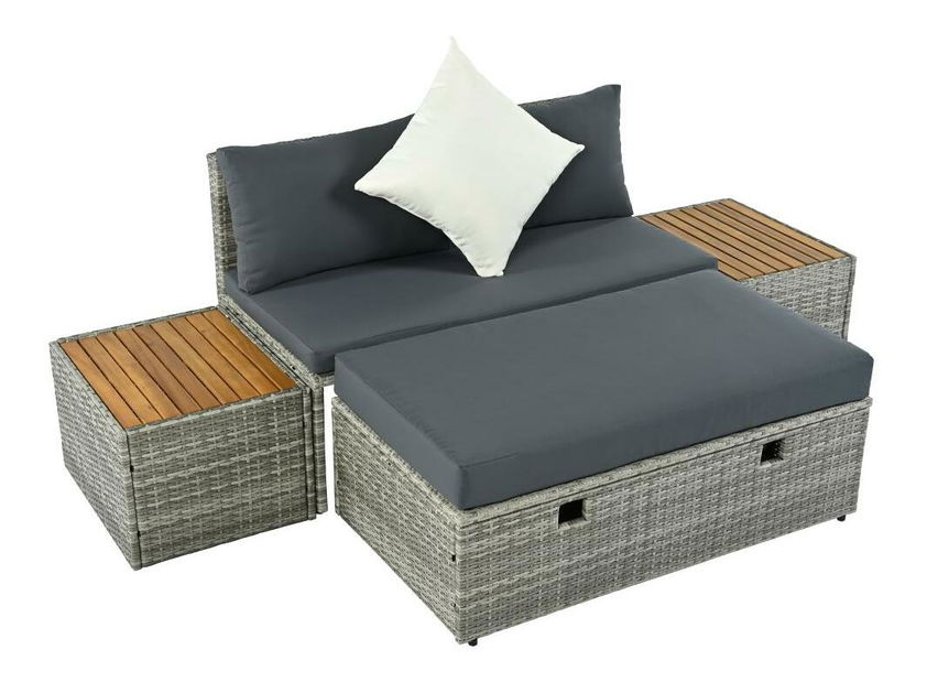 Kerti rattan szett Debora (szürke + natúr + krém)