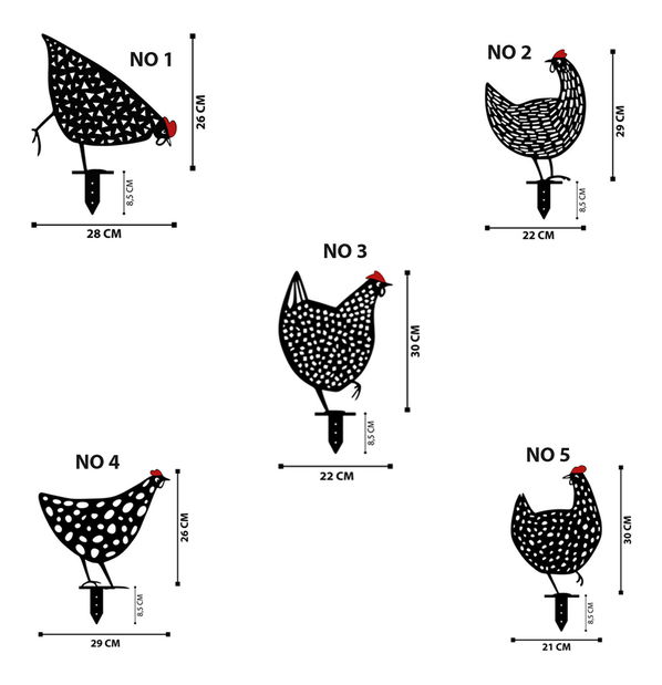 Set decorativ de accesorii metalice pentru grădină Chick (Negru)