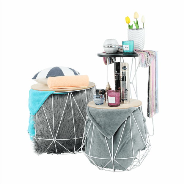 Set pomoćnih stolića 2 kom. Dalla (prirodna + bijela)