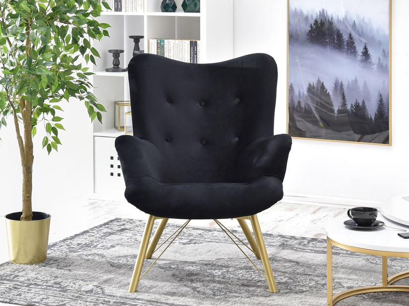 Relaxačné kreslo Dawntawn (čierna + zlatá)