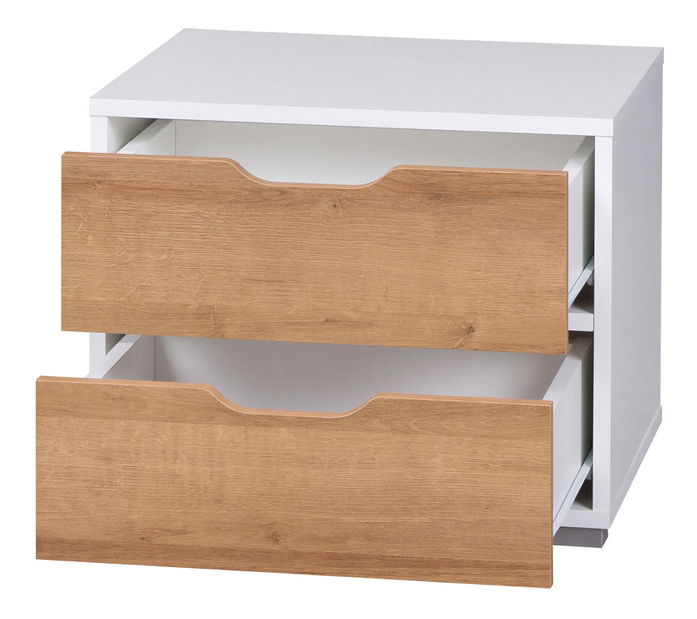 Noptieră Iweta NS (Alb mat + Stejar auriu)