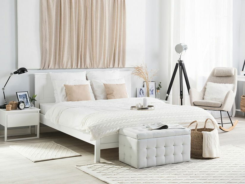 Pat matrimonial 180 cm OLIVA (lemn) (alb) (cu somieră)