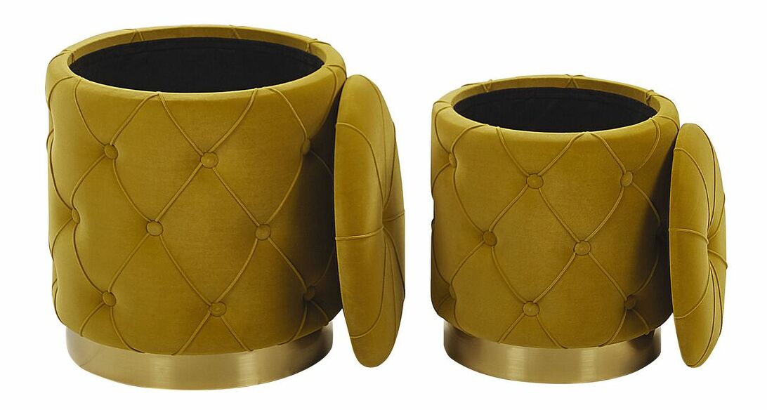 Set taburea (2 kom.) POLE (tkanina) (žuta) (s prostorom za odlaganje) *rasprodaja