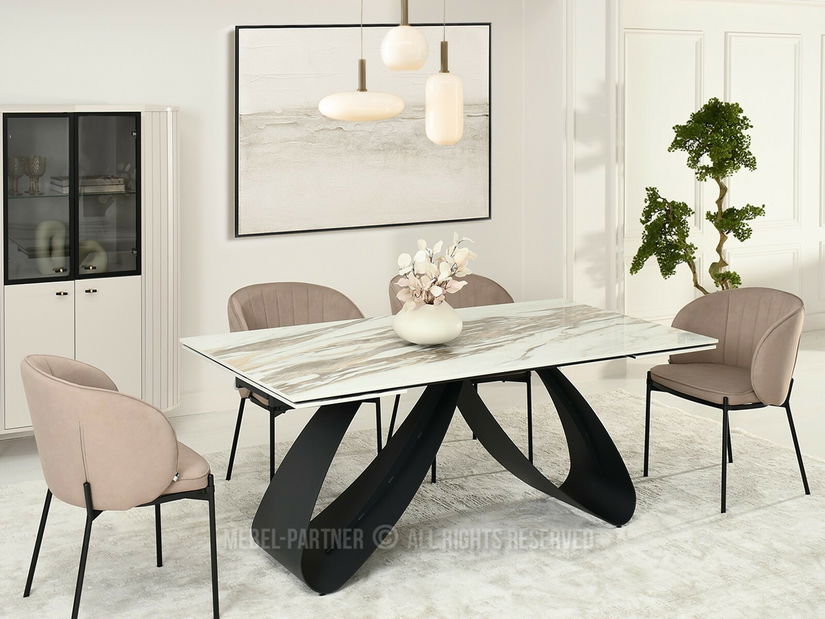 Blagovaonski stol Pagina (mramor + crna)