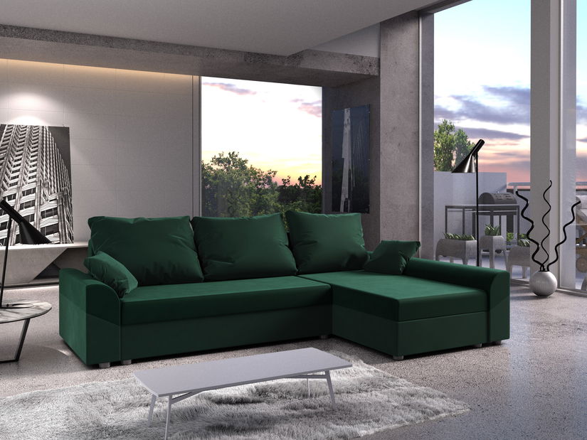 Rohová sedacia súprava Daven L (tmavozelená) (L)